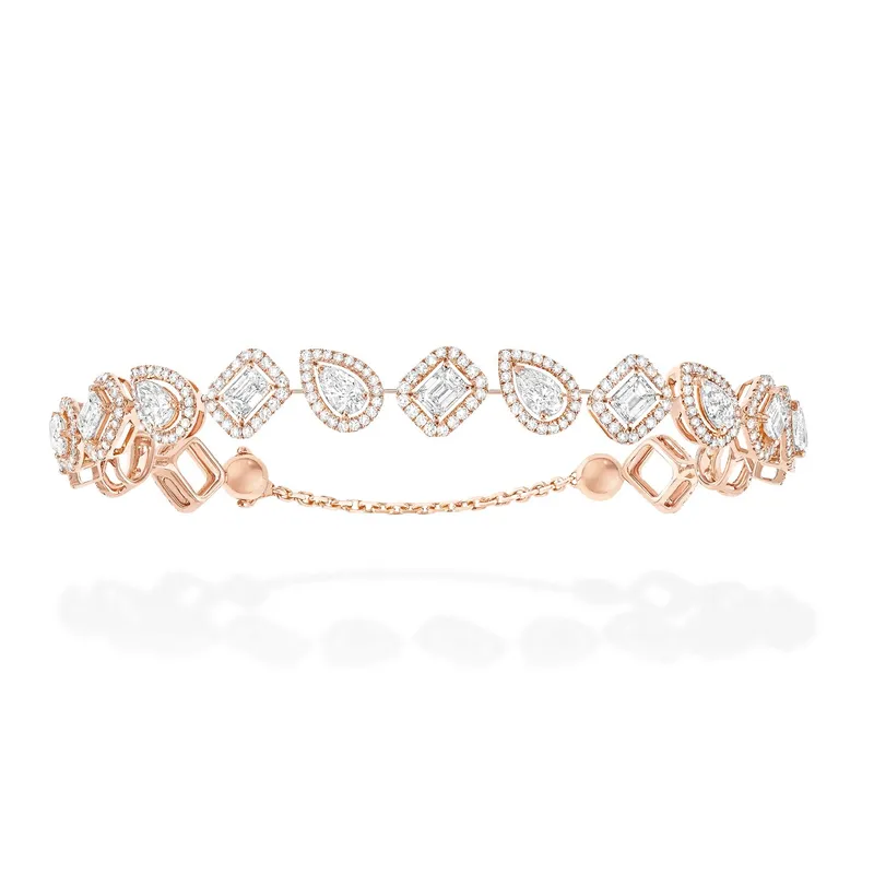 Bracelet Rivière Messika My Twin Skinny, or rose et diamants - MESSIKA