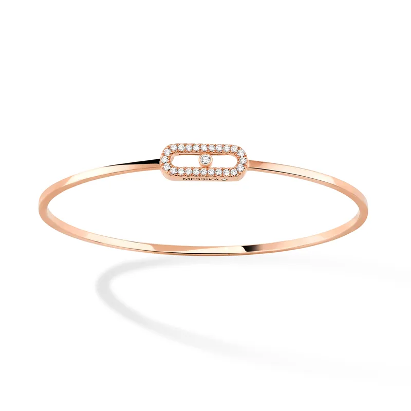 Bracelet Jonc Flex Move Uno Pavé en Or Rose et Diamant XS - MESSIKA