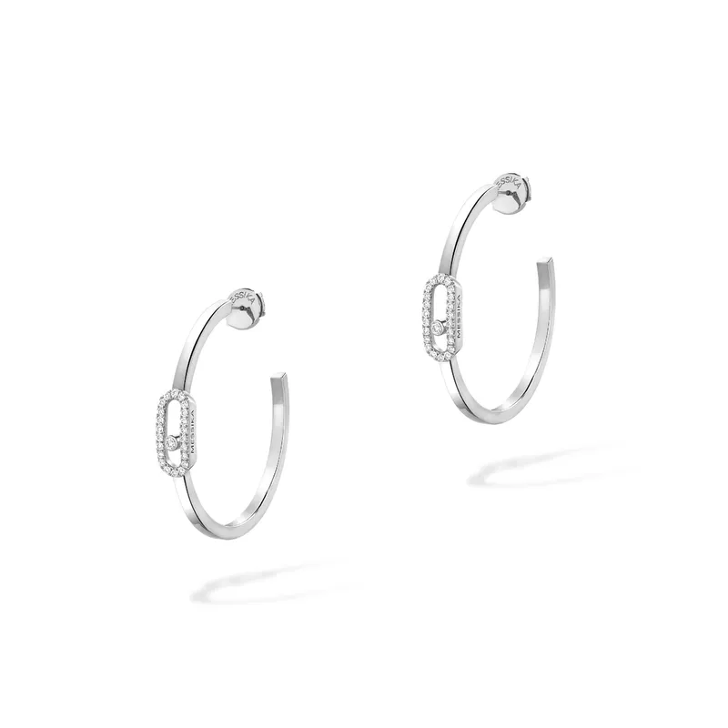 Boucles d'oreilles Créoles Messika Diamant en Or Blanc Move Uno - MESSIKA