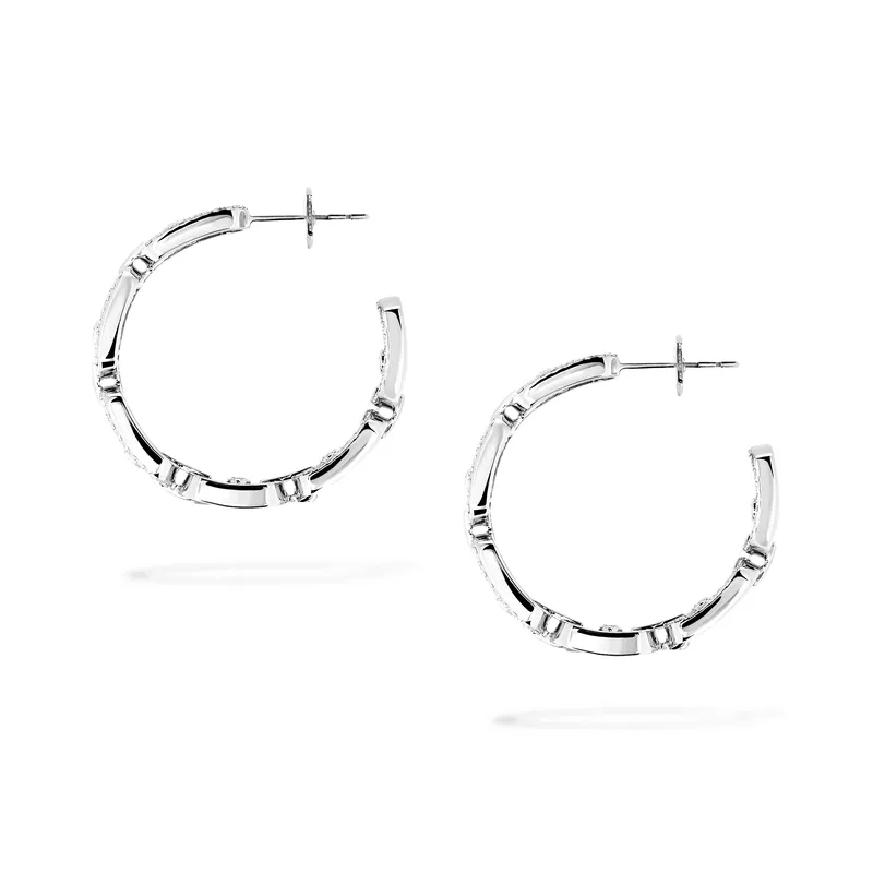 Boucles d'oreilles Créoles Move Link PM, Or Blanc et Diamants - MESSIKA