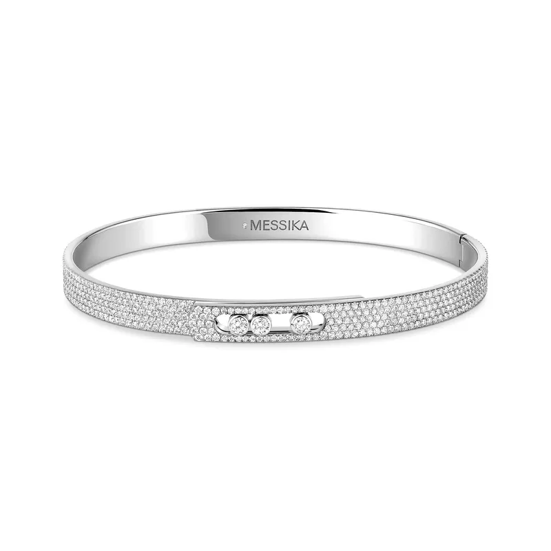 Bracelet Jonc Messika Move Noa taille M en Or Blanc avec Diamants - MESSIKA