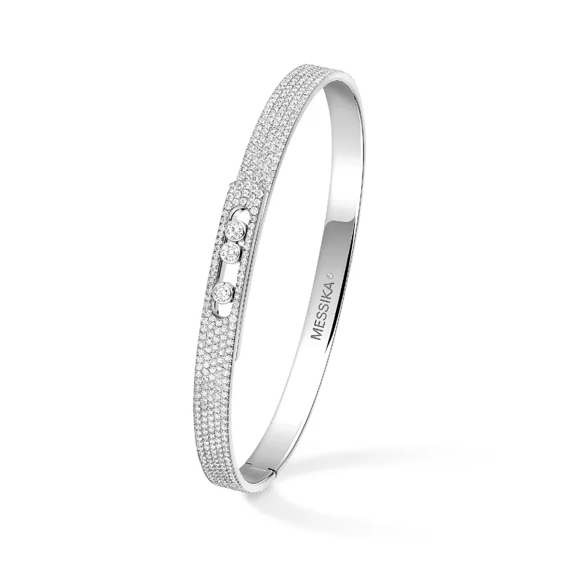 Bracelet Jonc Messika Move Noa taille M en Or Blanc avec Diamants - MESSIKA