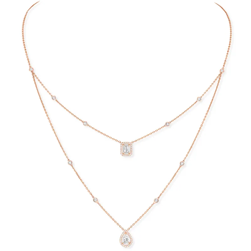 Collier Messika My Twin 2 Rangs Or Rose et Diamants - MESSIKA