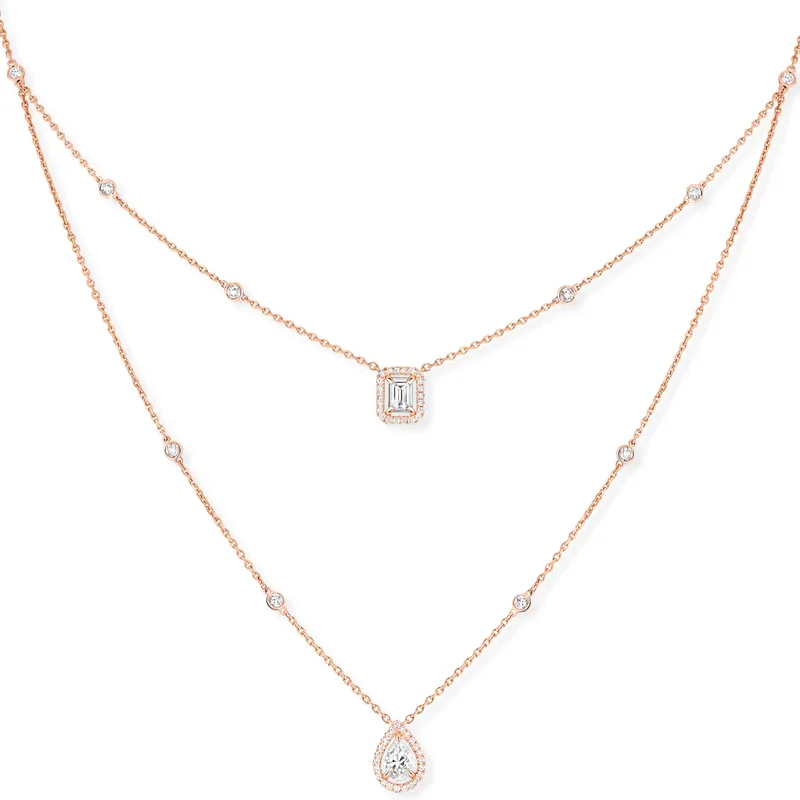 Collier Messika My Twin 2 Rangs Or Rose et Diamants - MESSIKA