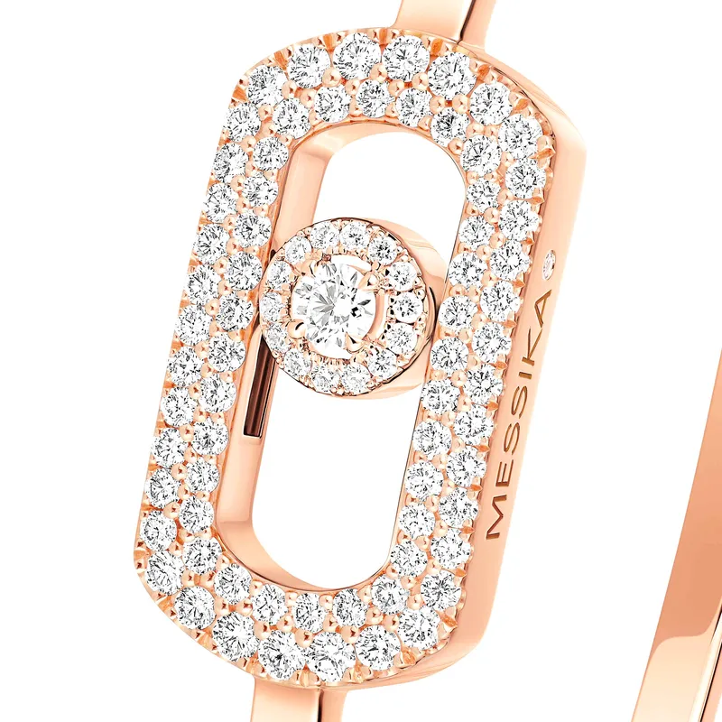 Bracelet Jonc Messika So Move en Or Rose avec Pavé Diamant - MESSIKA