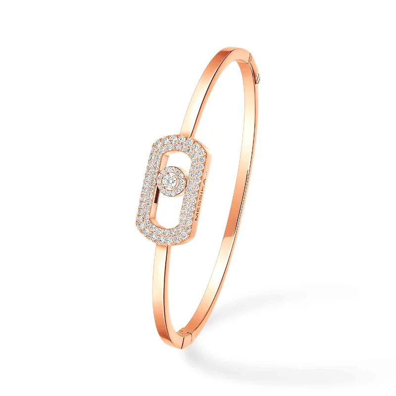 Bracelet Jonc Messika So Move en Or Rose avec Pavé Diamant - MESSIKA