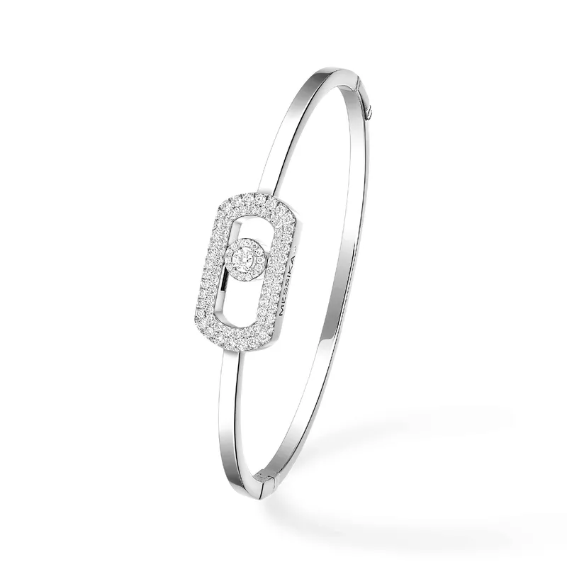 Bracelet Jonc Messika So Move en Or Blanc avec Pavé Diamant M - MESSIKA