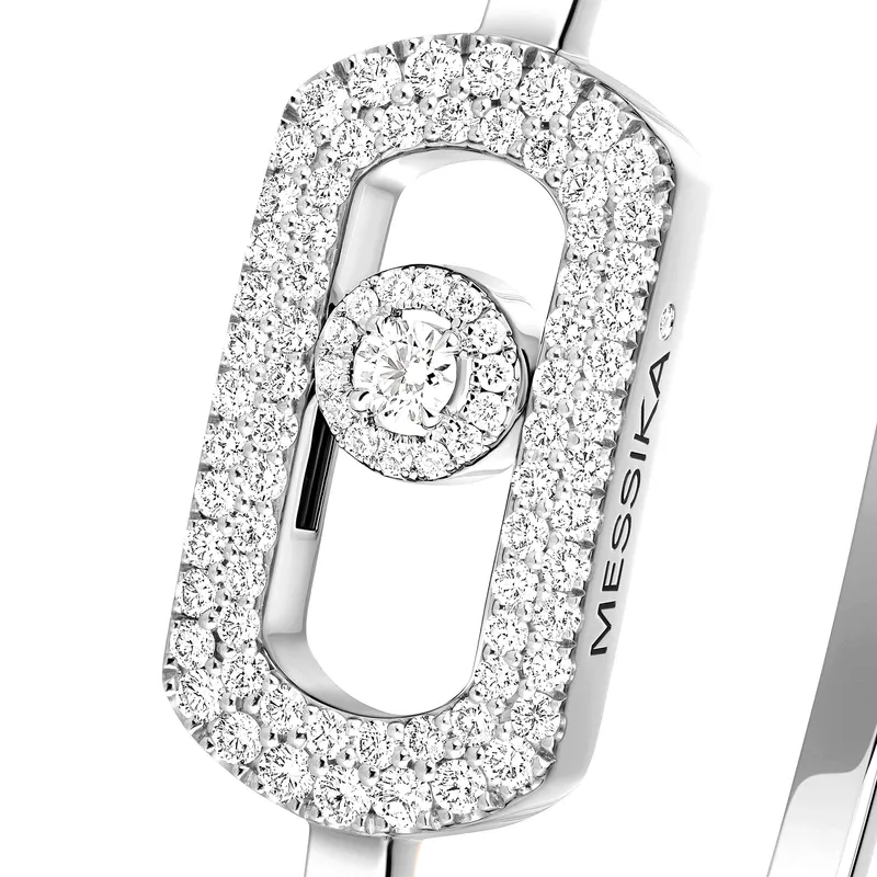 Bracelet Jonc Messika So Move en Or Blanc avec Pavé Diamant M - MESSIKA