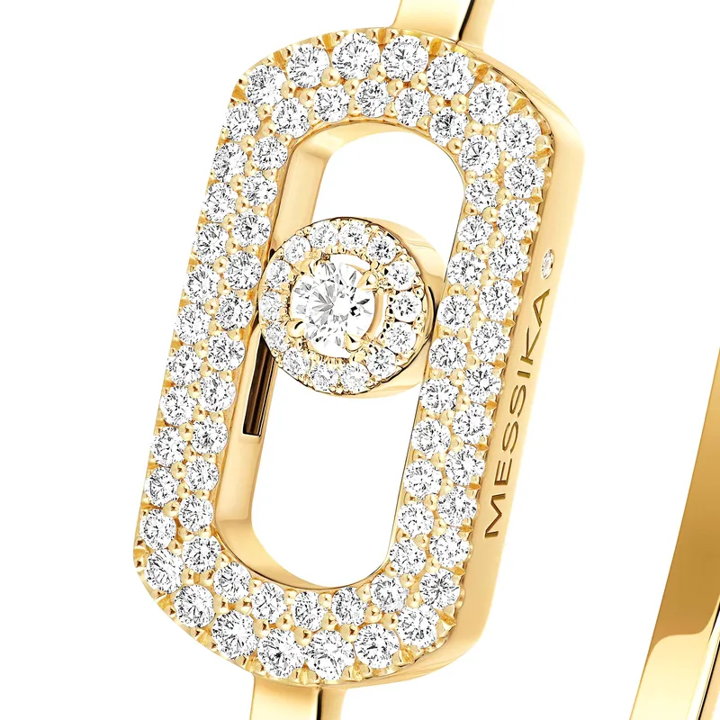 Bracelet Jonc Messika So Move en Or Jaune avec Pavé Diamant M - MESSIKA