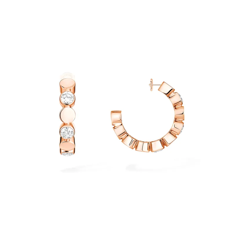 Boucles d'oreilles Mini Créoles Messika D-Vibes en Or Rose avec Diamant - MESSIKA