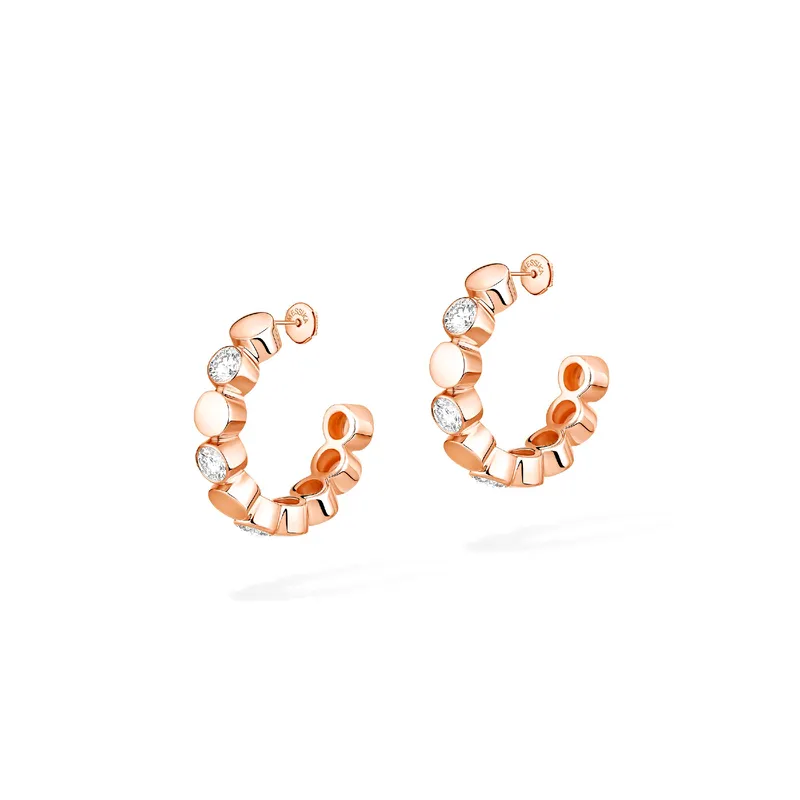 Boucles d'oreilles Mini Créoles Messika D-Vibes en Or Rose avec Diamant - MESSIKA