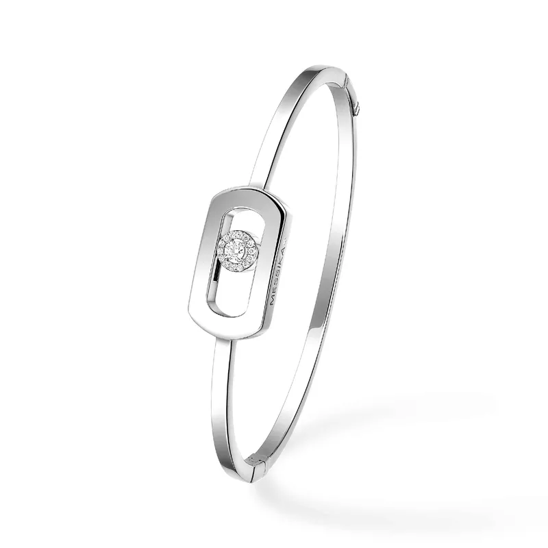 Bracelet Jonc Messika So Move en Or Blanc avec Diamant M - MESSIKA