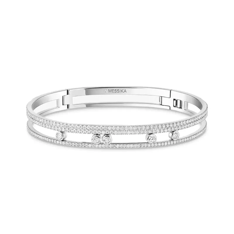 Bracelet Jonc Messika Move Romane en Or Blanc Pavé Diamant - MESSIKA