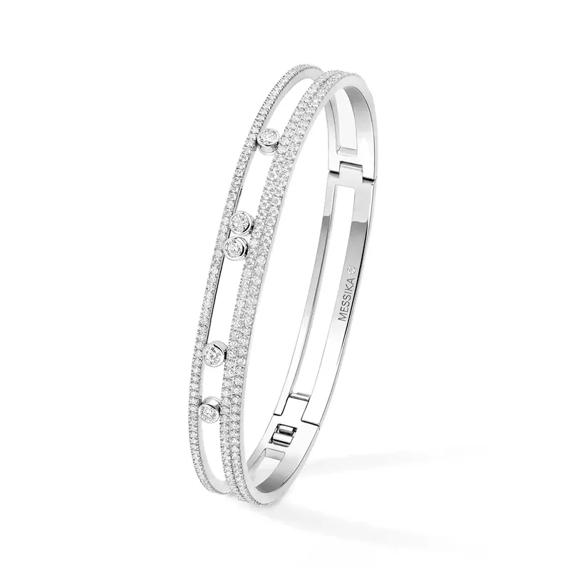 Bracelet Jonc Messika Move Romane en Or Blanc Pavé Diamant - MESSIKA