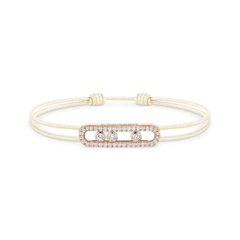 Bracelet Cordon Messika Care(s) Pavé Diamant Crème en Or Rose - MESSIKA