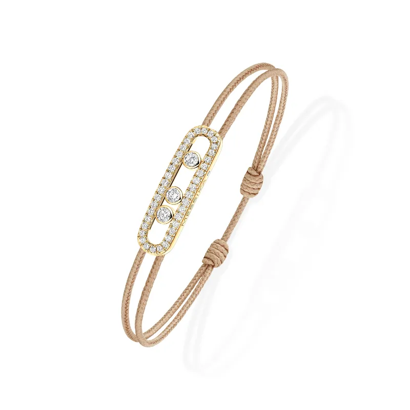 Bracelet Cordon Messika Care(s) Pavé Diamant Beige en Or Jaune - MESSIKA