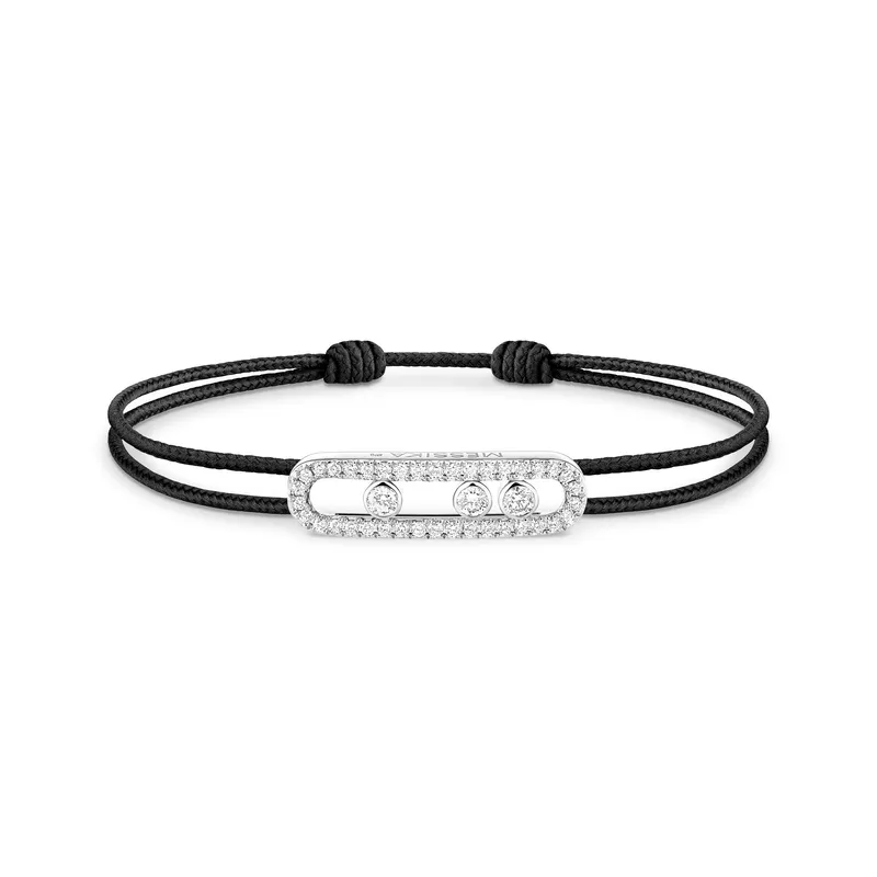 Bracelet Cordon Messika Care(s) Pavé Diamant Noir en Or Blanc - MESSIKA