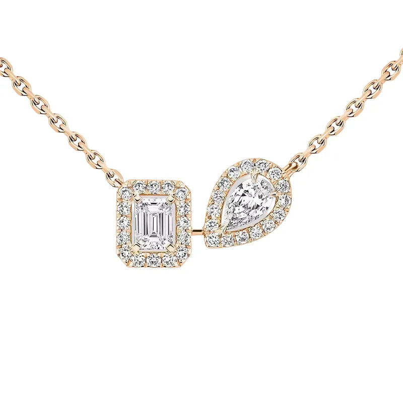 Collier Messika My Twin Toi & Moi, or rose, diamants - MESSIKA