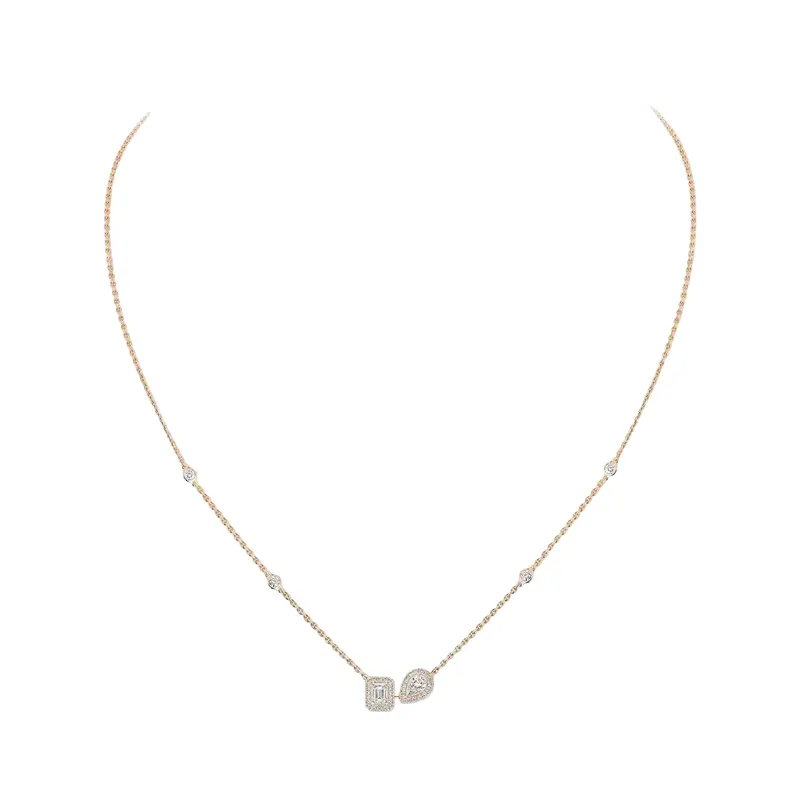 Collier Messika My Twin Toi & Moi, or rose, diamants - MESSIKA