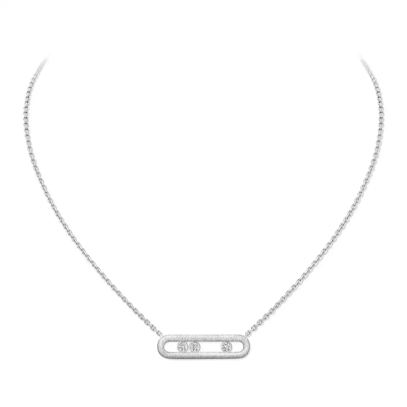Collier Messika Move Classique Ciselé, or blanc et diamants - MESSIKA