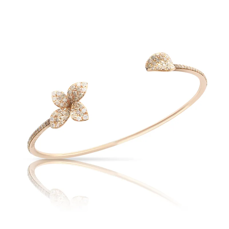 Bracelet bangle Pasquale Bruni Petit garden en or rose, diamants bruns et blancs - PASQUALE BRUNI