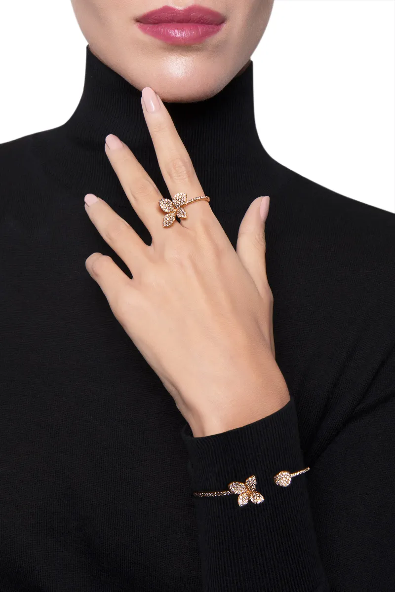 Bracelet bangle Pasquale Bruni Petit garden en or rose, diamants bruns et blancs - PASQUALE BRUNI