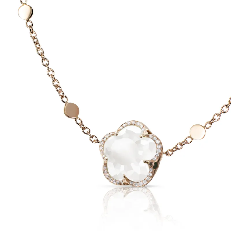 Collier Pasquale Bruni Bon Ton en Or Rose avec Quartz Laiteux et Diamant - PASQUALE BRUNI