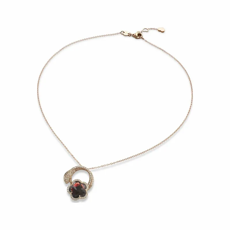 Pendentif Pasquale Bruni Je t'aime en or rose, grenat, diamants bruns et blancs - PASQUALE BRUNI