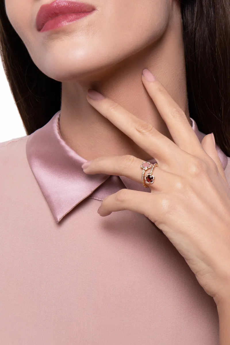 Bague Pasquale Bruni Figlia Dei Fiori en Or Rose avec pierres de la Terre et Diamants - PASQUALE BRUNI