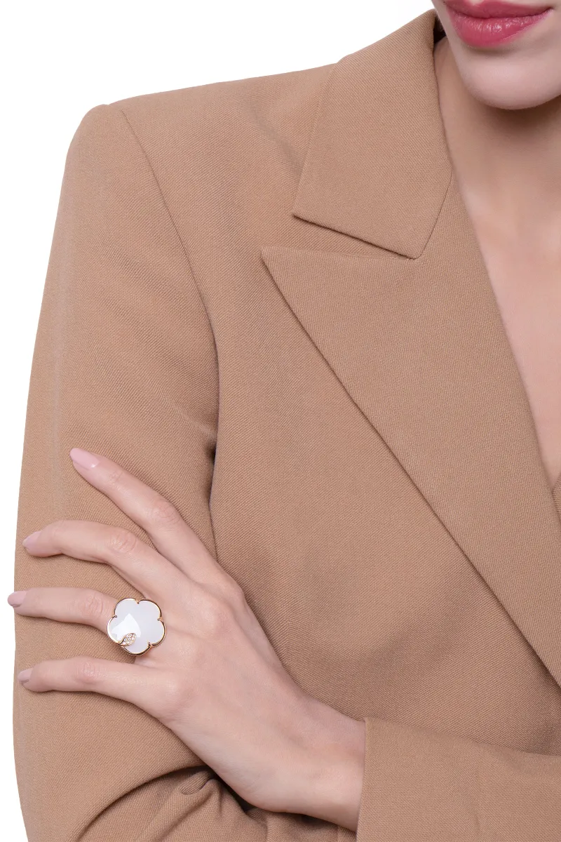 Bague Pasquale Bruni Ton Joli en Or Rose avec Nacre, Agate Blanche et Diamants - PASQUALE BRUNI