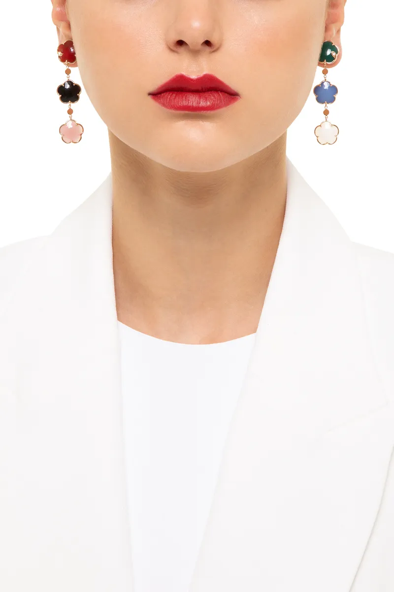 Boucles d'oreilles Pasquale Bruni Bouquet Petit Joli en Or Rose avec Gemmes Colorées et Diamants - PASQUALE BRUNI