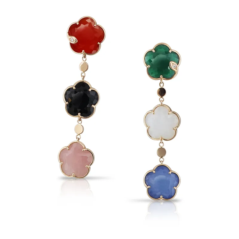 Boucles d'oreilles Pasquale Bruni Bouquet Petit Joli en Or Rose avec Gemmes Colorées et Diamants - PASQUALE BRUNI