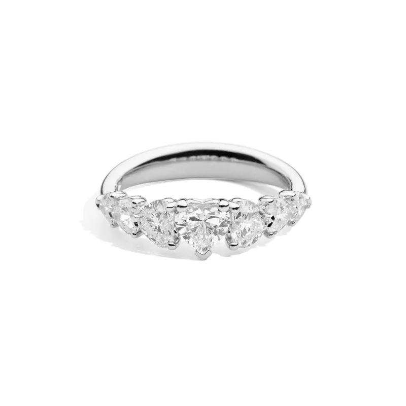 Bague Recarlo Anniversary Love en or blanc et diamants Coeurs Asymétriques - RECARLO