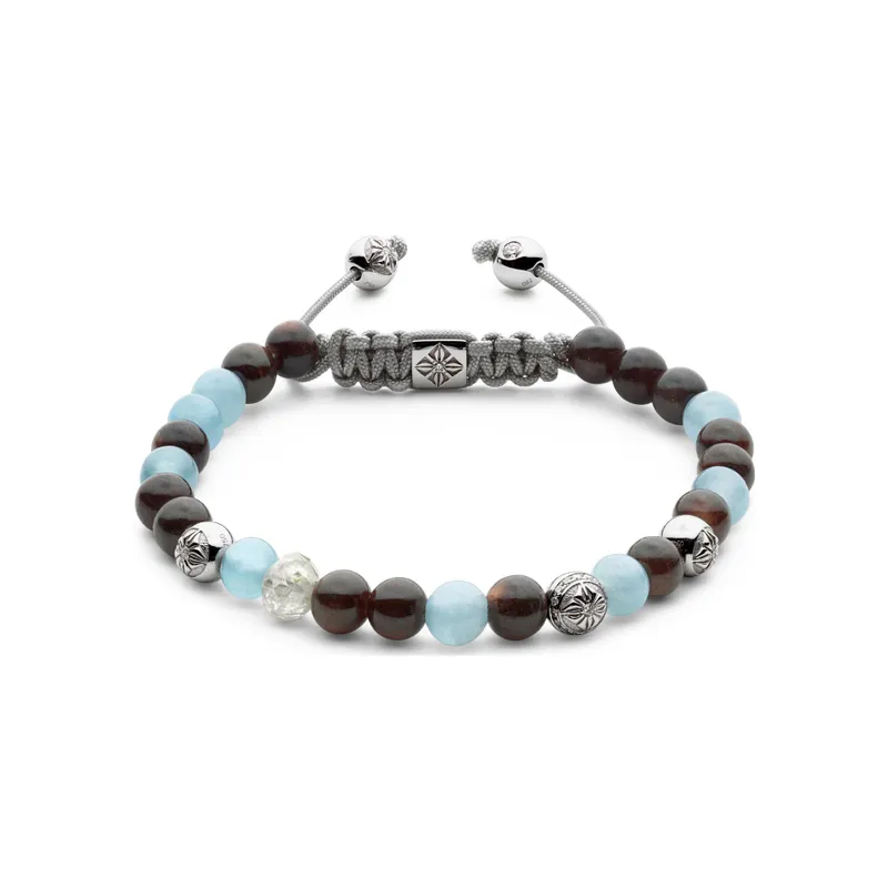 Bracelet Shamballa Jewels en or blanc, céramique, diamants, aigue-marine et pierres de lunes - SHAMBALLA JEWELS