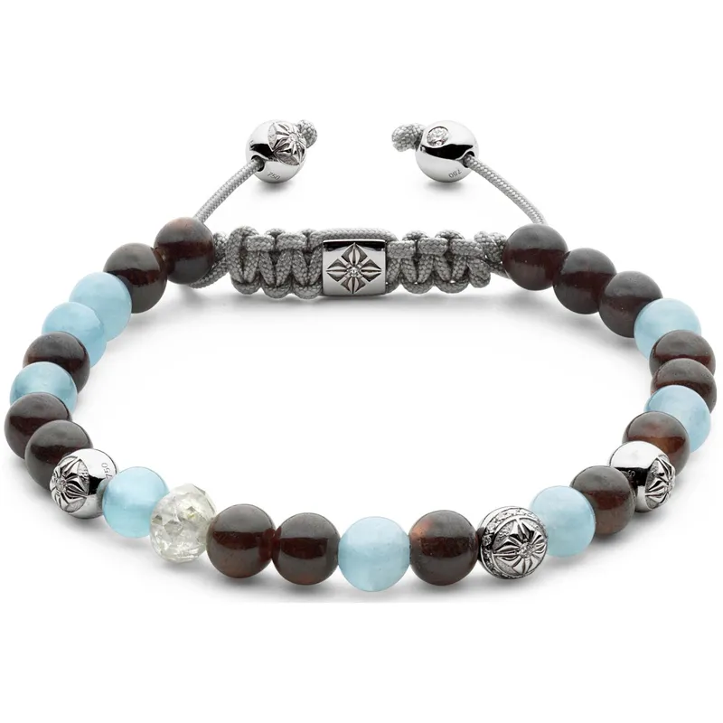 Bracelet Shamballa Jewels en or blanc, céramique, diamants, aigue-marine et pierres de lunes - SHAMBALLA JEWELS