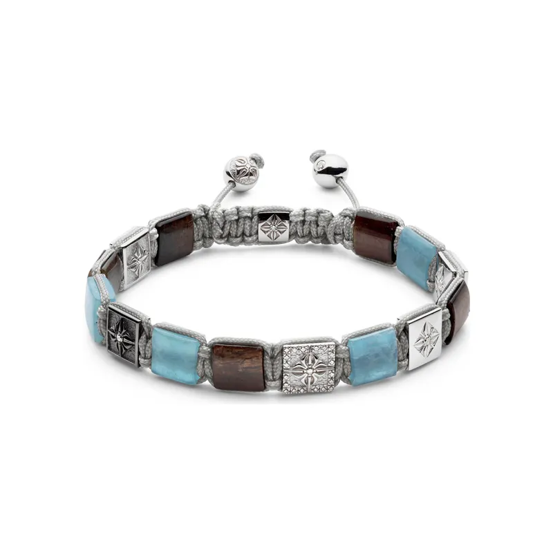 Bracelet Shamballa Jewels en or blanc, diamants, saphirs et aigue-marine - SHAMBALLA JEWELS