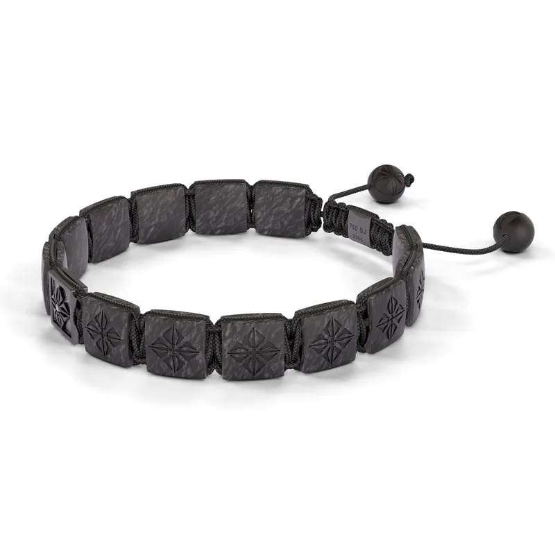 Bracelet LOCK 10mm cordon gris charbon XL - SHAMBALLA JEWELS