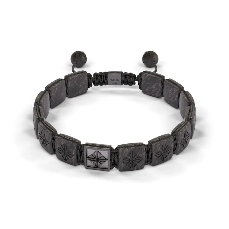 Bracelet LOCK 10mm cordon gris charbon XL - SHAMBALLA JEWELS