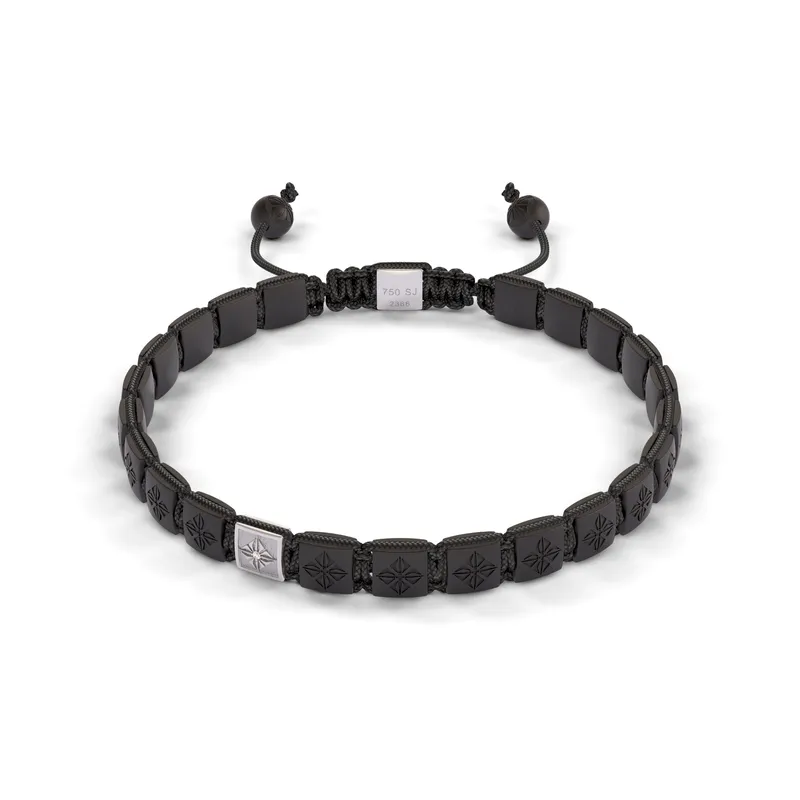 Bracelet LOCK 6mm cordon gris charbon XL - SHAMBALLA JEWELS