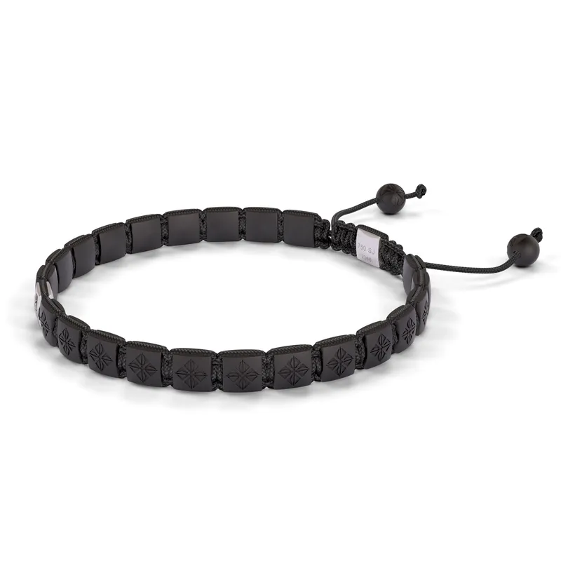 Bracelet LOCK 6mm cordon gris charbon XL - SHAMBALLA JEWELS