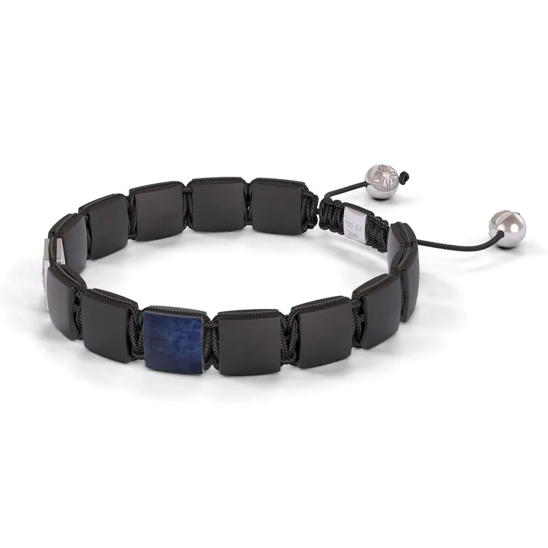 Bracelet LOCK 10mm cordon gris charbon XL - SHAMBALLA JEWELS