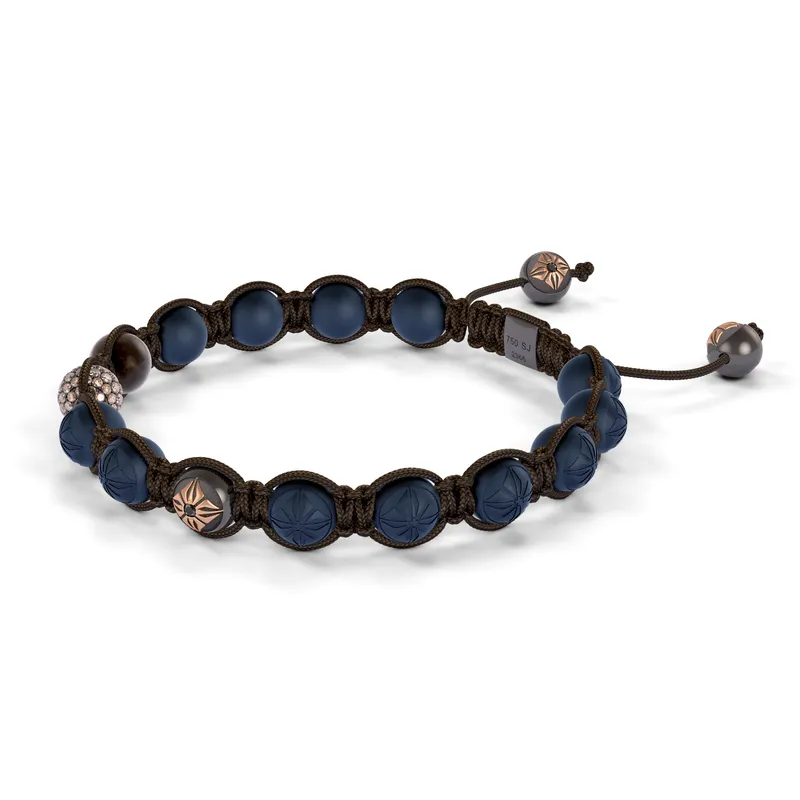 Bracelet BEADED BRAIDED 8mm cordon marron XL - SHAMBALLA JEWELS