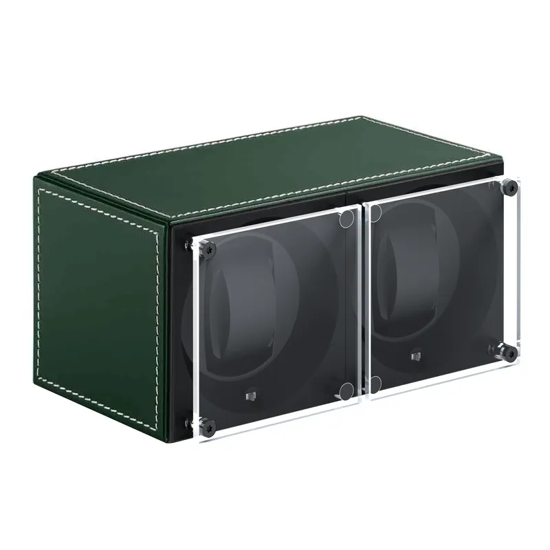 Remontoir SwissKubik 2 Montres Cuir Vert Masterbox avec 2 Vitre protectrice simple - SWISS KUBIK