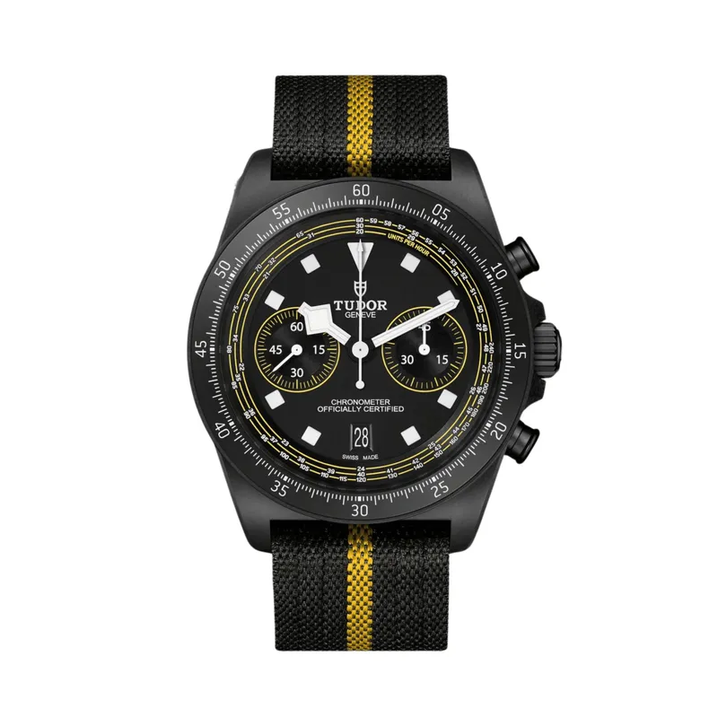 Montre PELAGOS FXD CHRONO Cycling Edition Yellow, Bracelet tissu noir/jaune, Cadran noir mat - TUDOR