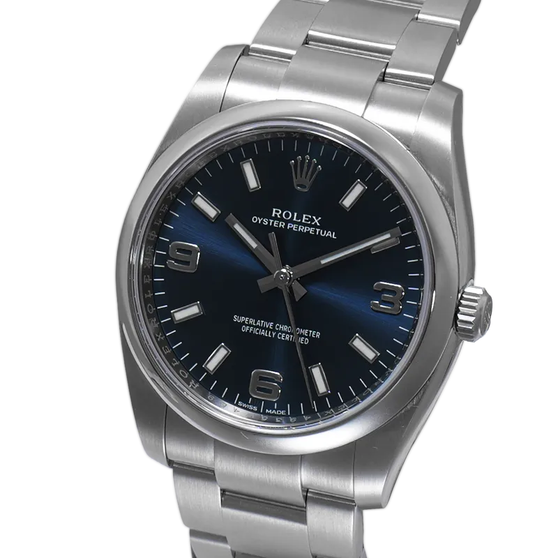 Oyster Perpetual en acier, cadran bleu, lunette lisse, bracelet oyster acier – vue 2