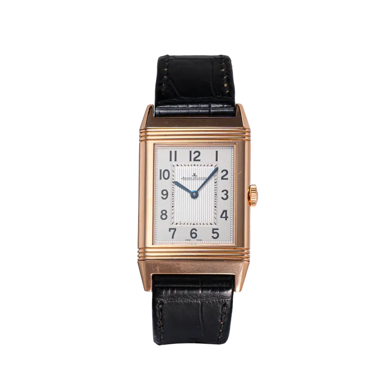 Grande Reverso Ultra Thin en or rose, cadran Silver, bracelet cuir BA or rose