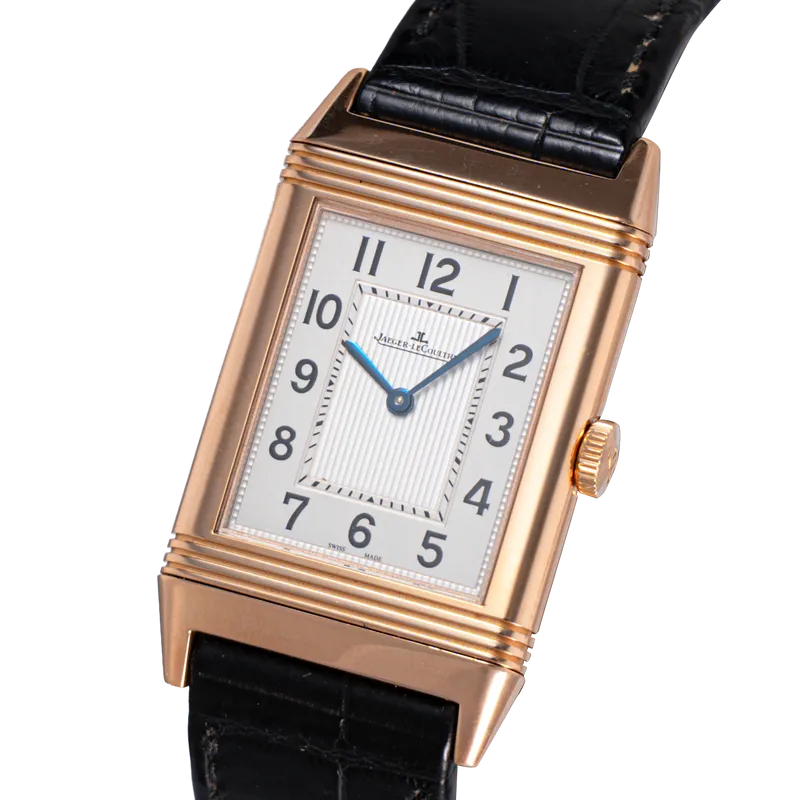 Grande Reverso Ultra Thin en or rose, cadran Silver, bracelet cuir BA or rose – vue 2