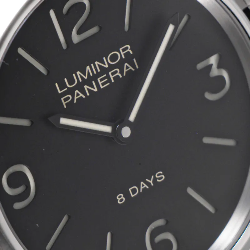 Luminor 8 Days en acier, cadran noir, bracelet cuir BA acier — PAM00560 - vue 3