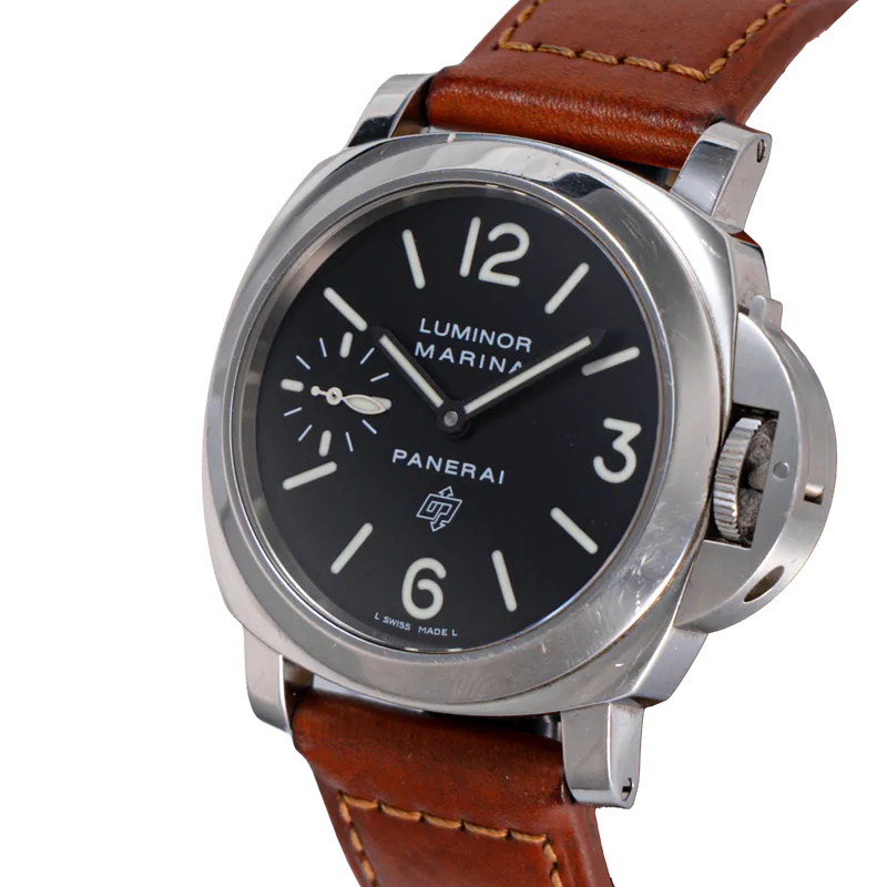 Luminor Logo 44mm en acier, bracelet cuir BA acier – vue 2