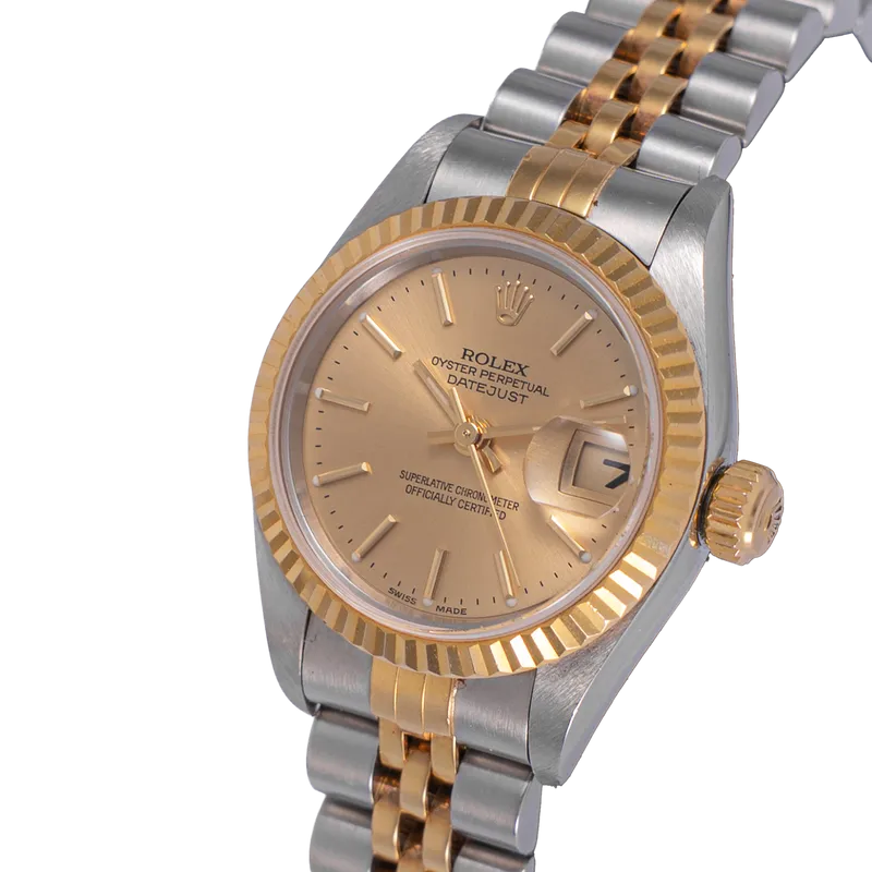 Datejust 26mm en or jaune/acier, cadran or jaune, lunette cannelée, bracelet jubilé or jaune/acier – vue 2